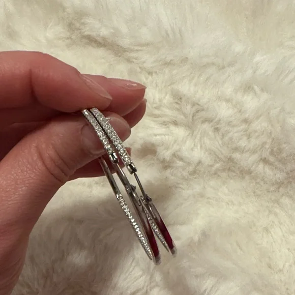 Givenchy Silver Crystal Hoop Earrings - Pavé Sparkle - Picture 4 of 7